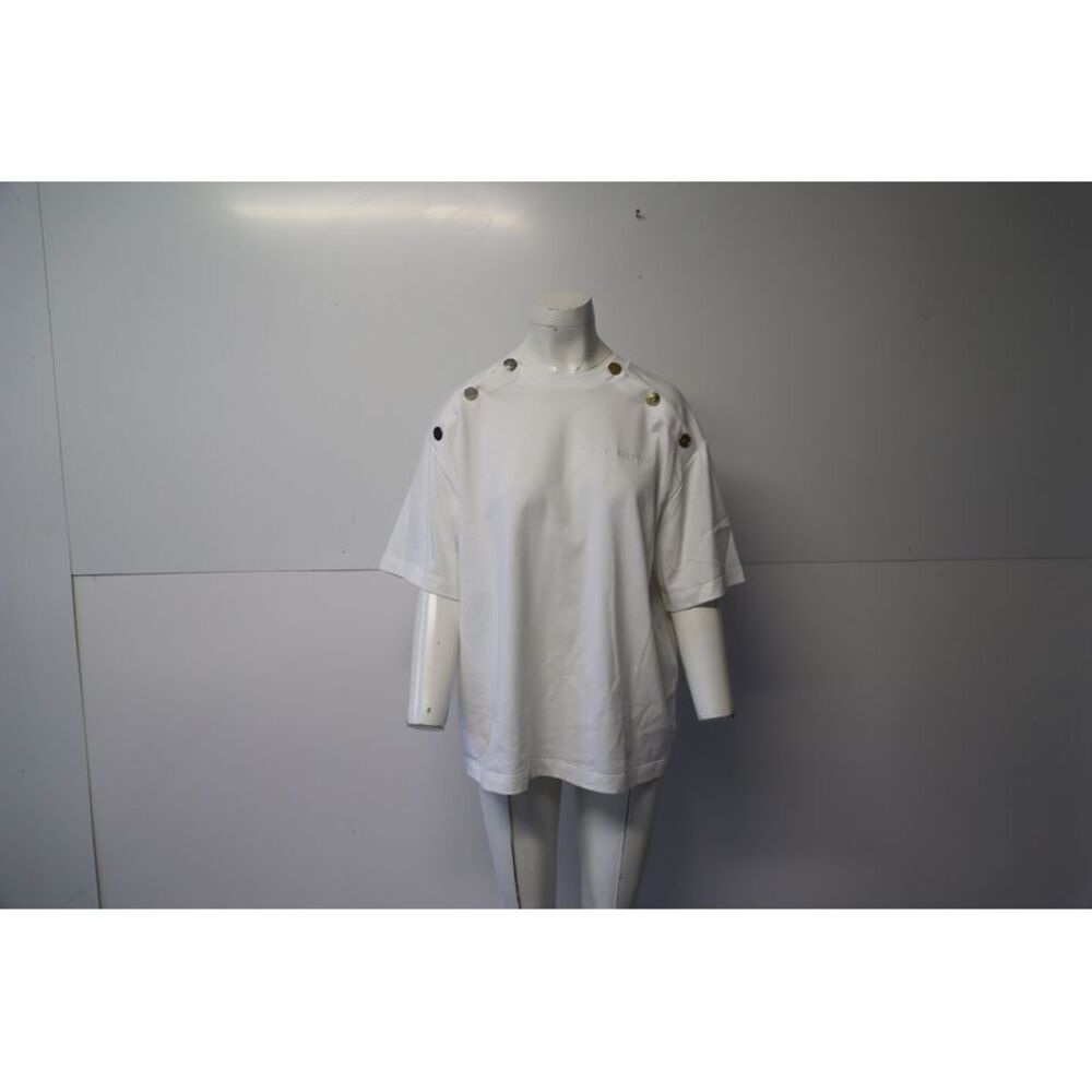 Alexander McQueen Button Embellished T-shirt in White Cotton